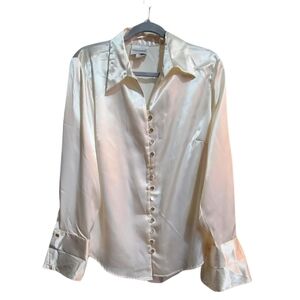 Fashion Bug Women’s Button Down Long Sleeve Blouse -  Ivory - size XL